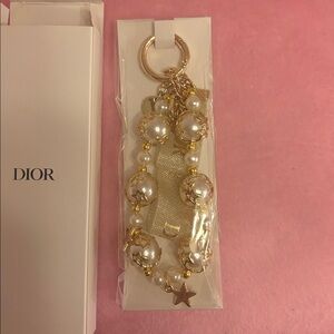 Dior Pearl with Gold Charms Bracelet Keychain